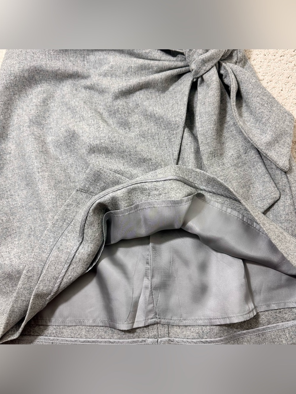 Aritzia Wilfred Wool Wrap Mini Skirt Size 6 Wrap Front Skirt Heather Light Grey - Picture 3 of 9
